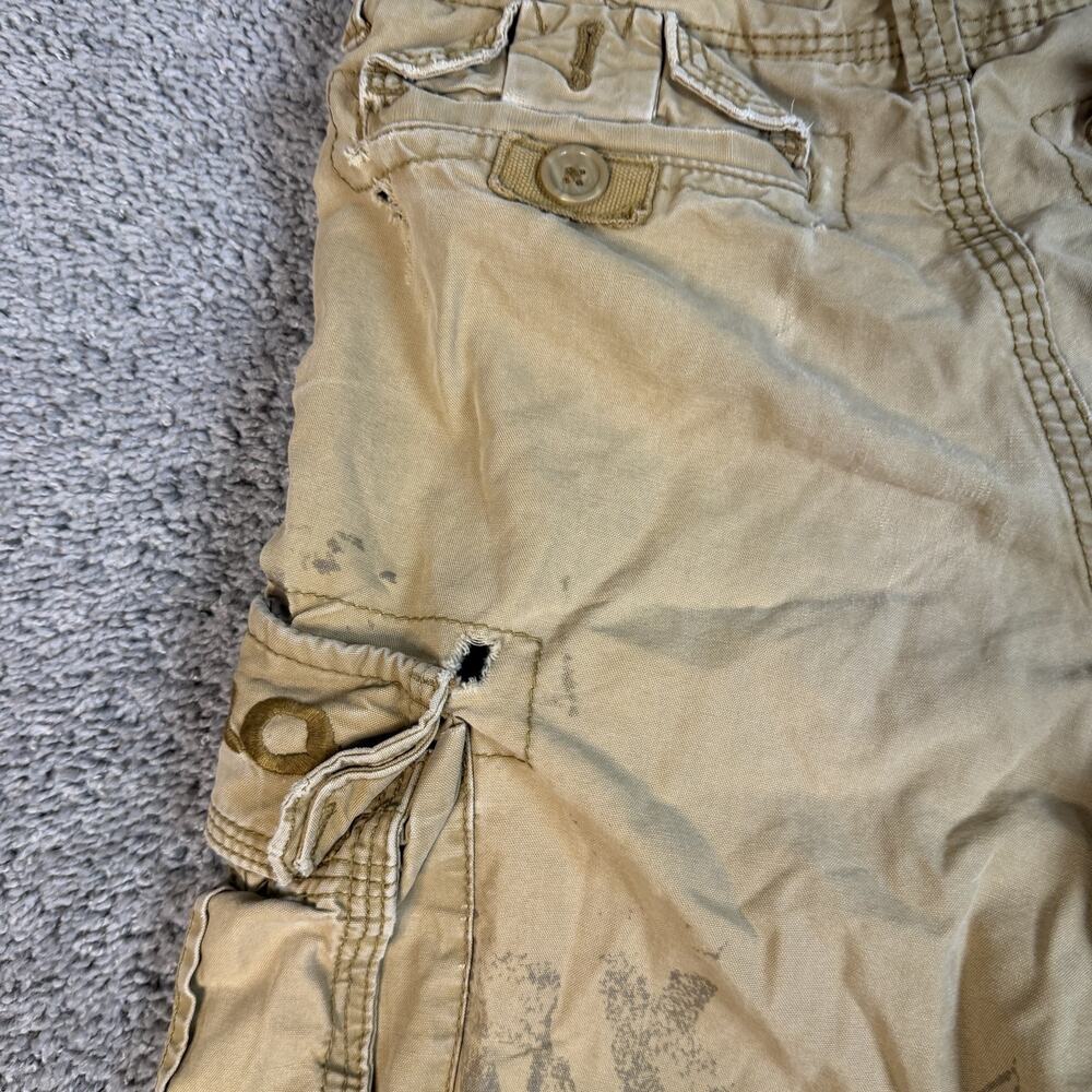 VTG American Eagle Outfitters Shorts Mens 32 Beige Cargo Canvas 11 In Pockets - Picture 8 of 12